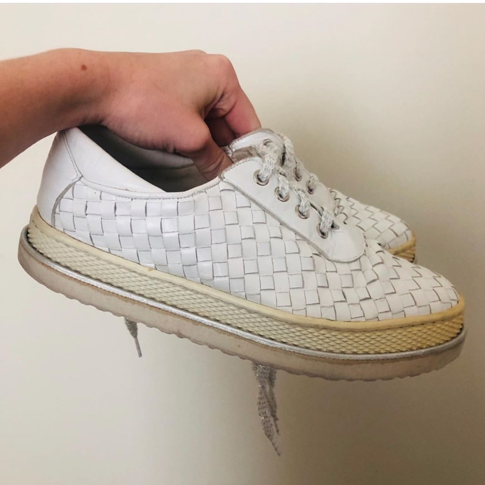 STUART WEITZMAN platform sneakers woven lace-up 8